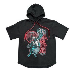 Marvel Hoodie Pullover Venom Short Sleeve Graphic Black Mens Medium